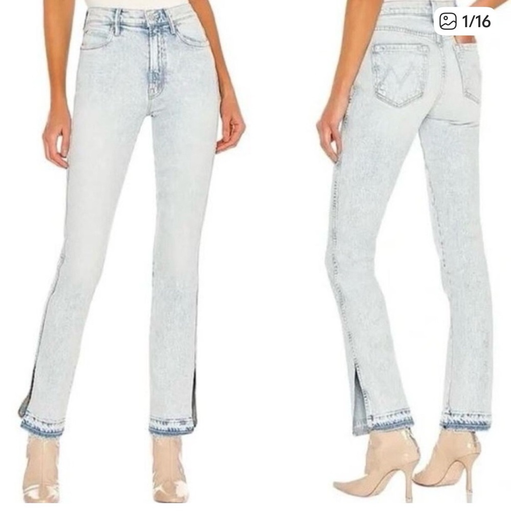 MOTHER the rascal slit undone hemLight Wash Straight Leg Jeans size 29